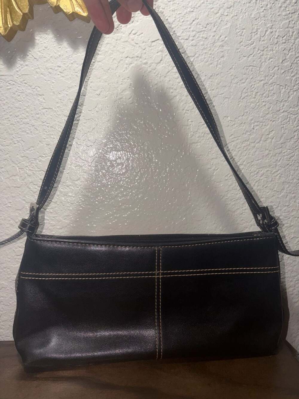 Hillard & Hanson Black Leather Shoulder Bag